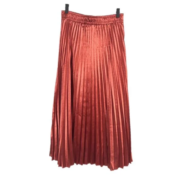 Love Poem by Block Shiny Pleated Midi Skirt Size Large - Picture 1 of 4